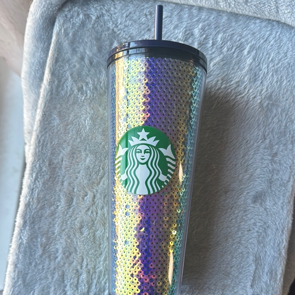 Starbucks Iridescent Gold/Blue Tumbler With Straw brand new never opened